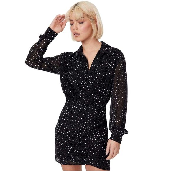 Jack Wills Tops - Jack Wills Womens/Ladies Spotted Draped Shirt Dress / Black